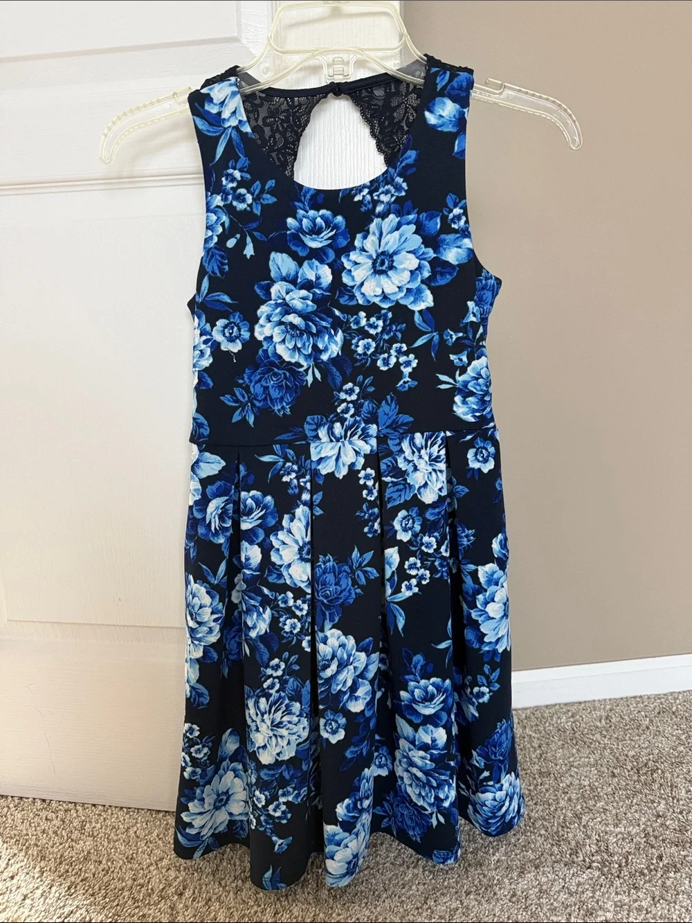 Kids Speechless Navy Dress with Blue Floral Print